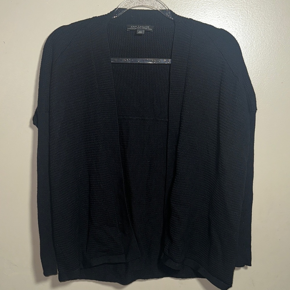 Ann Taylor XS Black Merino Wool Cardigan